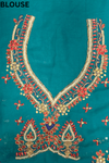 Rama Chiffon Embroidered Saree With Unstitched Blouse