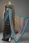 Black Georgette Embroidered Saree With Unstitched Blouse