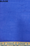 Royal Blue Chiffon Embroidered Saree With Unstitched Blouse