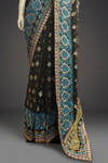 Black Chiffon Embroidered Saree With Unstitched Blouse