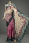 Pink Crepe Embroidered Saree With Unstitched Blouse