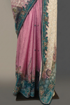 Pink Crepe Embroidered Saree With Unstitched Blouse