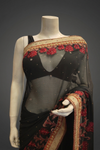 Black Chiffon Embroidered Saree With Unstitched Blouse