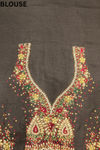 Black Chiffon Embroidered Saree With Unstitched Blouse