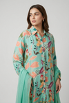 Sea Green Crepe Readymade Sharara Set With Chiffon Dupatta