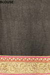 Black Chiffon Embroidered Saree With Unstitched Blouse