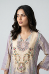 Mauve Crepe Readymade Suit Set With Plazzo