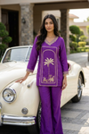 Magenta Crepe Readymade Suit Set With Plazzo