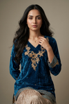 Peacock Velvet Readymade Sharara Set With Velvet Dupatta