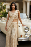 Off White Georgette Readymade Sharara Set With Georgette Dupatta