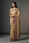 Tussar Chiffon Embroidered Saree With Unstitched Blouse
