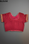 Garnet Chiffon Embroidered Saree With Unstitched Blouse