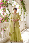 Pista Georgette Readymade Sharara Set with Net Dupatta