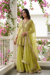 Pista Georgette Readymade Sharara Set with Net Dupatta