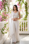 White Georgette Readymade Sharara Set With Georgette Duppata