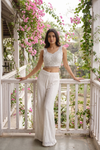 White Georgette Readymade Sharara Set With Georgette Duppata