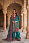 Rama Crepe Readymade Suit Set With Chinon Dupatta
