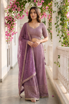 Mauve Georgette Readymade Sharara Set With Georgette Dupatta