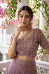 Mauve Georgette Readymade Sharara Set With Georgette Dupatta