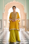 Lemon Gold Georgette Readymade Sharara Set