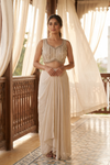 Tussar Rani Chinon Readymade Sharara Set With Shrug
