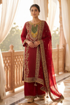 Maroon Crepe Readymade Sharara Set With Georgette Dupatta