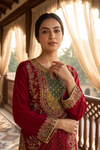 Maroon Crepe Readymade Sharara Set With Georgette Dupatta