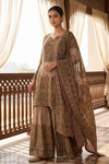 Onion Crepe Readymade Sharara Set With Chinon Dupatta