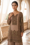 Onion Crepe Readymade Sharara Set With Chinon Dupatta