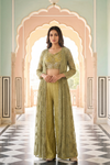 Pista Georgette Readymade Sharara Set With Shrug