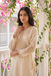 Off White Chinon Readymade Suit Set With Chinon Dupatta