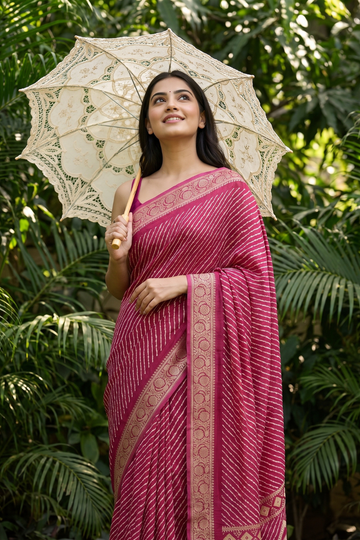 Gajari Chinon Saree With Unstitched Blouse