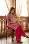 Grey Rani Crepe Readymade Suit Set With Chiffon Dupatta