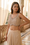 Rama Tussar Rani Chinon Readymade Dhoti Skirt Set With Shrug