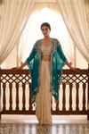 Rama Tussar Rani Chinon Readymade Dhoti Skirt Set With Shrug