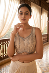 Rama Tussar Rani Chinon Readymade Dhoti Skirt Set With Shrug