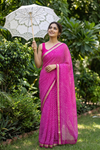 Rani Chiffon Saree With Unstitched Blouse