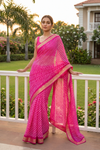 Rani Chiffon Saree With Unstitched Blouse