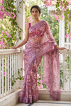Onion Georgette Saree With Unstitched Blouse