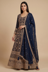 Bottle Green Georgette Readymade With Georgette Dupatta