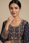 Bottle Green Georgette Readymade With Georgette Dupatta