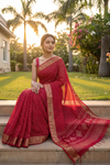 Maroon Chiffon Saree With Unstitched Blouse