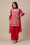 Rani Chinon Readymade Suit Set With Chinon Dupatta