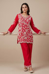 Rani Chinon Readymade Suit Set With Chinon Dupatta
