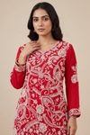 Rani Chinon Readymade Suit Set With Chinon Dupatta
