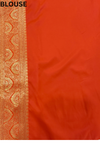 Red Banarasi Silk Saree With Unstitched Blouse