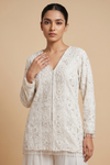 White Georgette Readymade Sharara Set With Georgette Dupatta