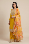 Mango Gold Shimmer Readymade Suit Set With Chinon Dupatta