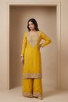 Mango Gold Shimmer Readymade Suit Set With Chinon Dupatta