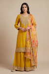 Mango Gold Shimmer Readymade Suit Set With Chinon Dupatta
